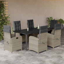 7-Delige Tuinset Met Kussens Poly Rattan Grijs 6 200 cm tafellengte