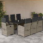 Tuinset 9-delig poly rattan lichtgrijs
