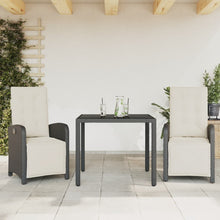 3-Delige Bistroset Met Kussens Poly Rattan 2 90 cm tafellengte Zwart en crème