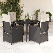 5-Delige Tuinset Met Kussens Poly Rattan 4 90 cm tafellengte Zwart en crème