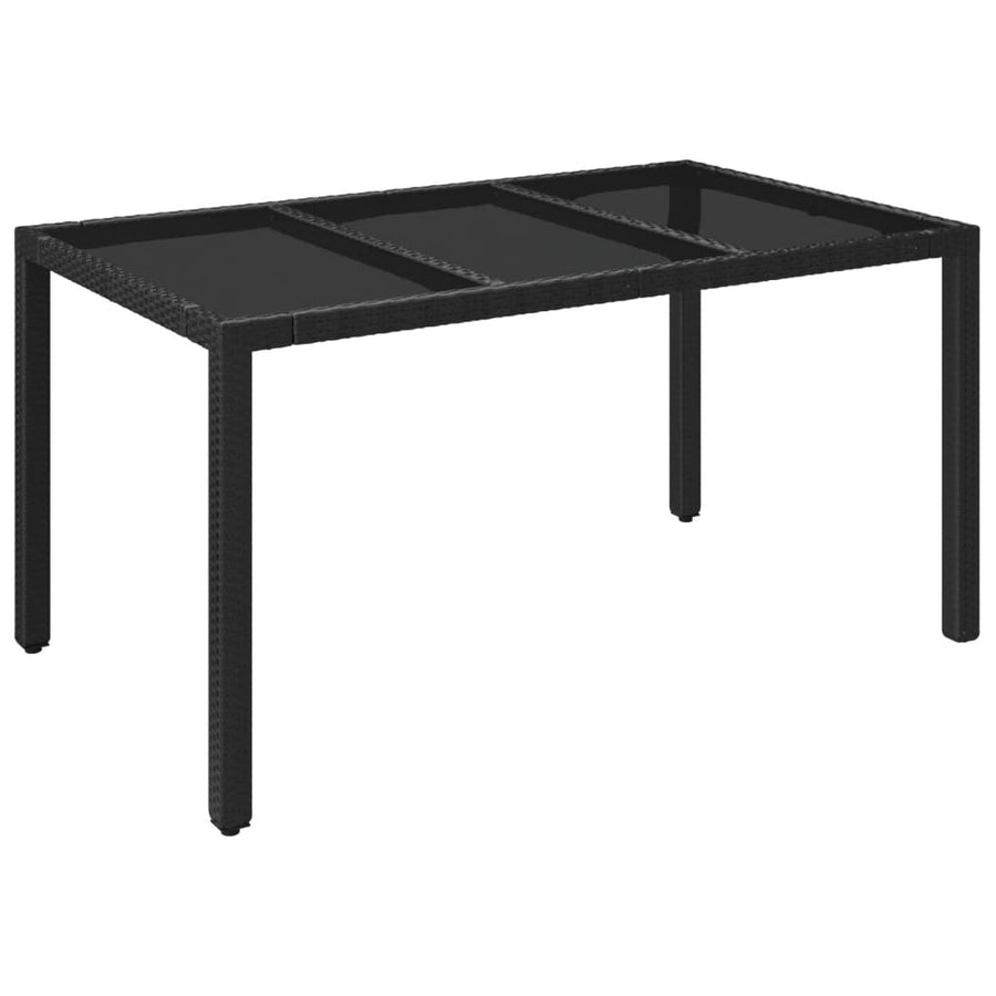 -Delige Tuinset Met Kussens Poly Rattan Zwart en crème 150 cm tafellengte 5