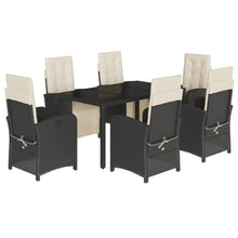 -Delige Tuinset Met Kussens Poly Rattan Zwart en crème 150 cm tafellengte 7
