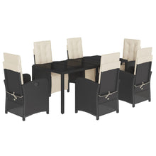 -Delige Tuinset Met Kussens Poly Rattan Zwart en crème 190 cm tafellengte 7