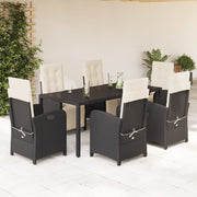 Tuinset 7-delig poly rattan zwart