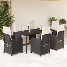 -Delige Tuinset Met Kussens Poly Rattan Zwart en crème 190 cm tafellengte 7