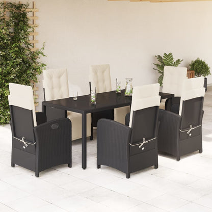 -Delige Tuinset Met Kussens Poly Rattan Zwart en crème 190 cm tafellengte 7