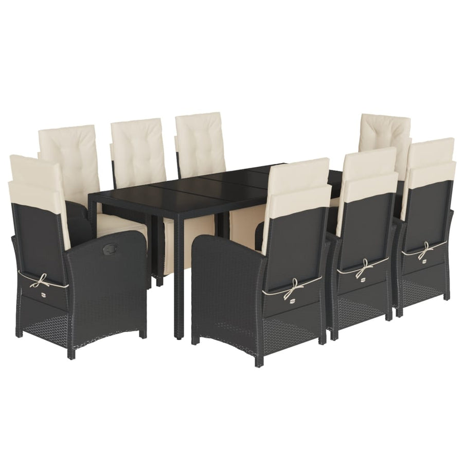 -Delige Tuinset Poly Rattan Zwart en crème 190 cm tafellengte 9