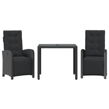 3-Delige Bistroset Met Kussens Poly Rattan 2 90 cm tafellengte Zwart