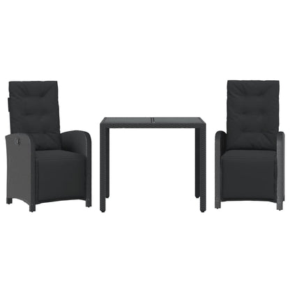 3-Delige Bistroset Met Kussens Poly Rattan 2 90 cm tafellengte Zwart