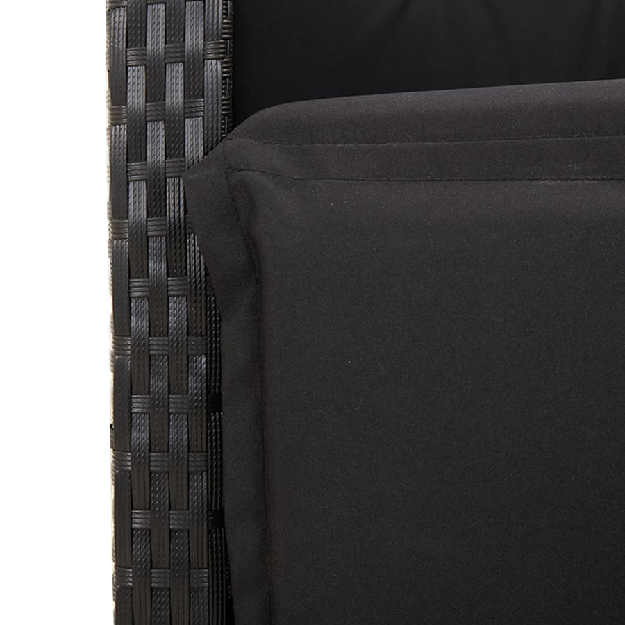 3-Delige Bistroset Met Kussens Poly Rattan 2 90 cm tafellengte Zwart