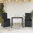 Bistroset 3-delig poly rattan zwart 90 cm