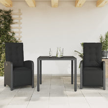 3-Delige Bistroset Met Kussens Poly Rattan 2 90 cm tafellengte Zwart