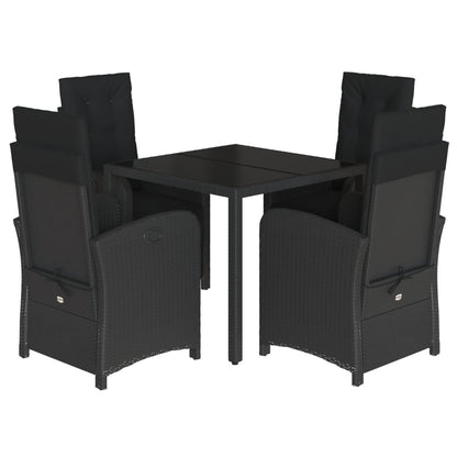 5-Delige Tuinset Met Kussens Poly Rattan 4 90 cm tafellengte Zwart