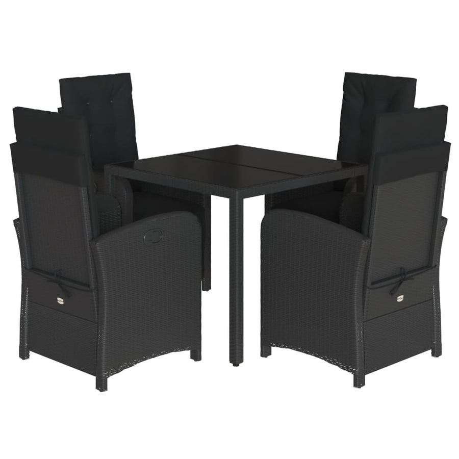 5-Delige Tuinset Met Kussens Poly Rattan 4 90 cm tafellengte Zwart