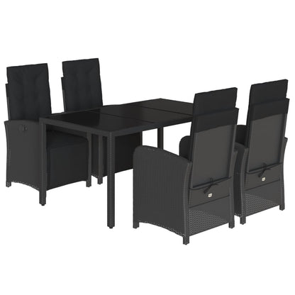 5-Delige Tuinset Met Kussens Poly Rattan Zwart
