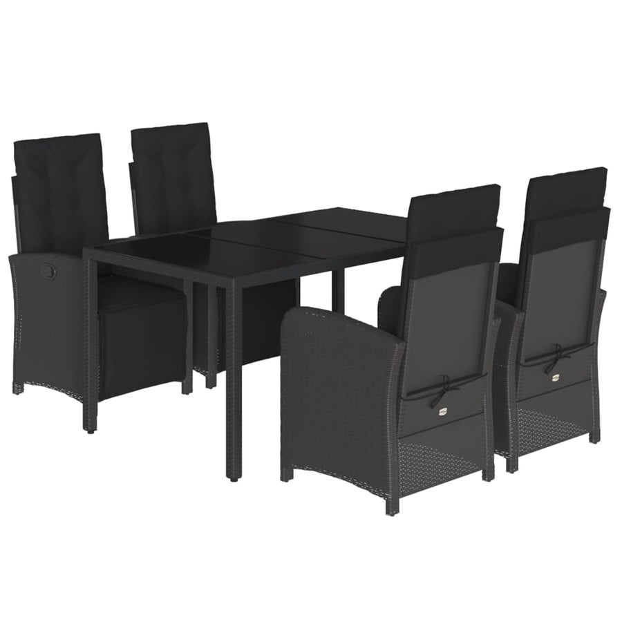5-Delige Tuinset Met Kussens Poly Rattan Zwart