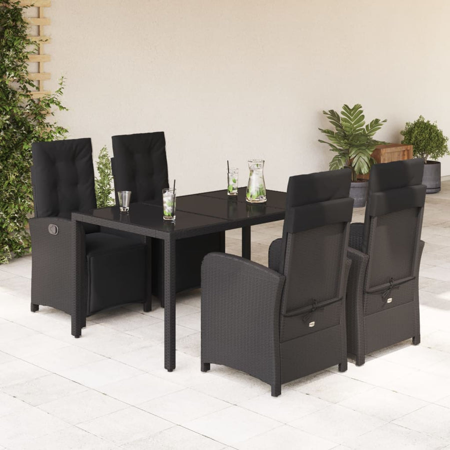 5-Delige Tuinset Met Kussens Poly Rattan Zwart