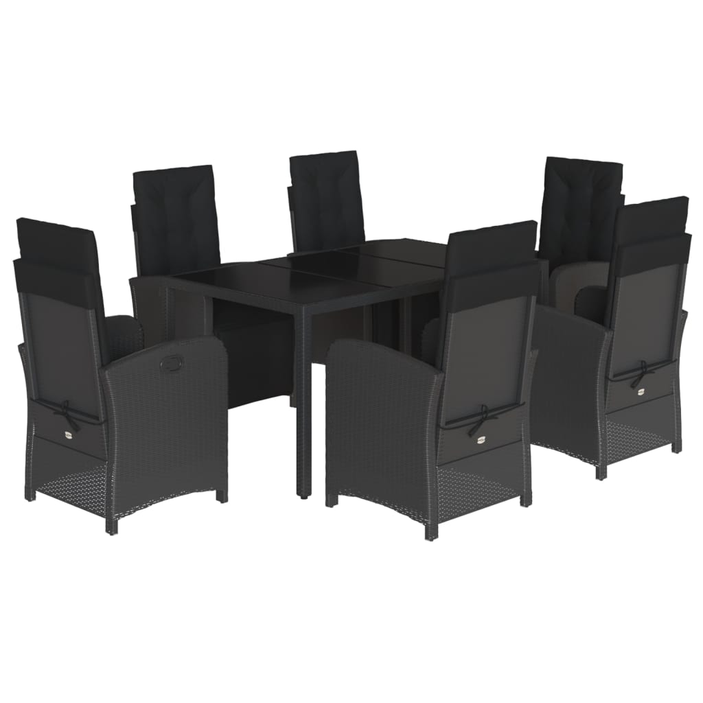 7-Delige Tuinset Met Kussens Poly Rattan Zwart