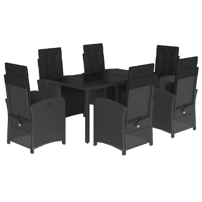 7-Delige Tuinset Met Kussens Poly Rattan Zwart