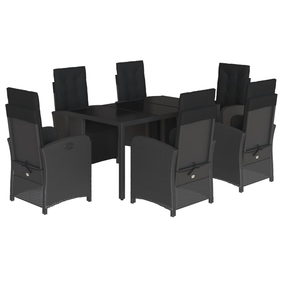 7-Delige Tuinset Met Kussens Poly Rattan Zwart
