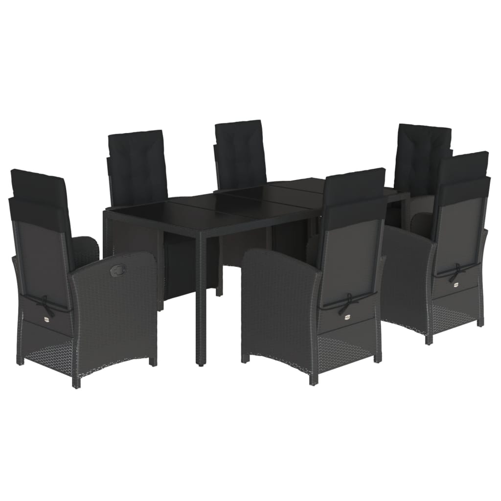 7-Delige Tuinset Met Kussens Poly Rattan Zwart