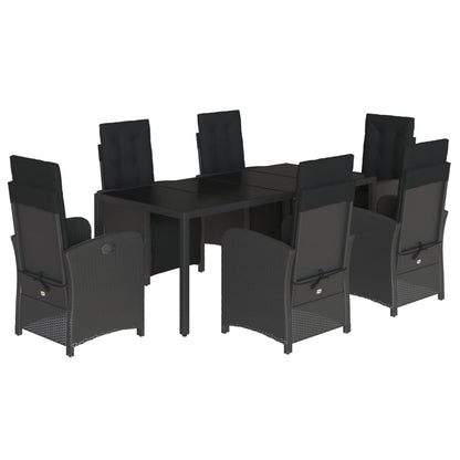7-Delige Tuinset Met Kussens Poly Rattan Zwart