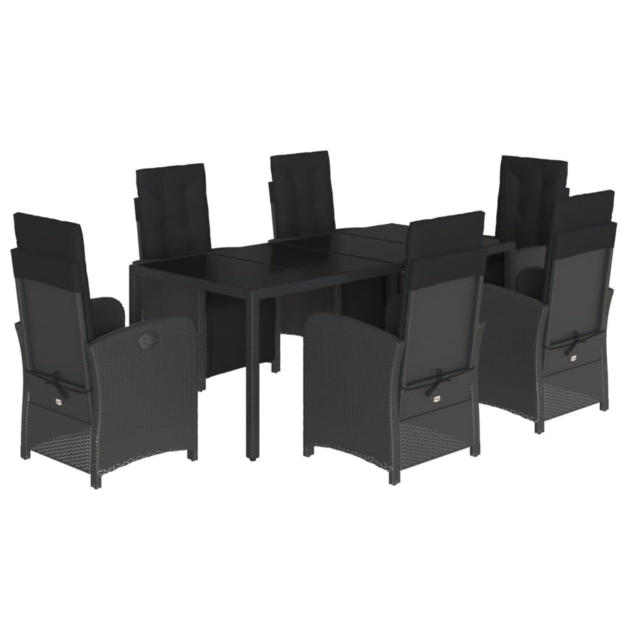7-Delige Tuinset Met Kussens Poly Rattan Zwart