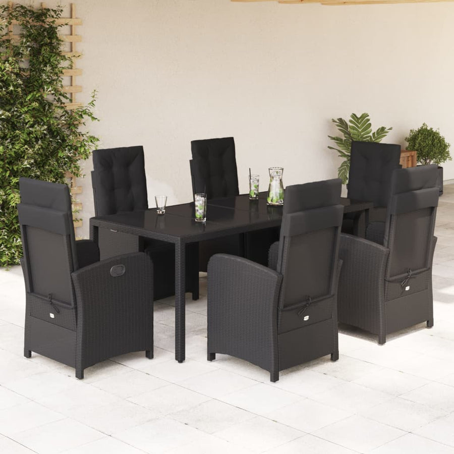 7-Delige Tuinset Met Kussens Poly Rattan Zwart