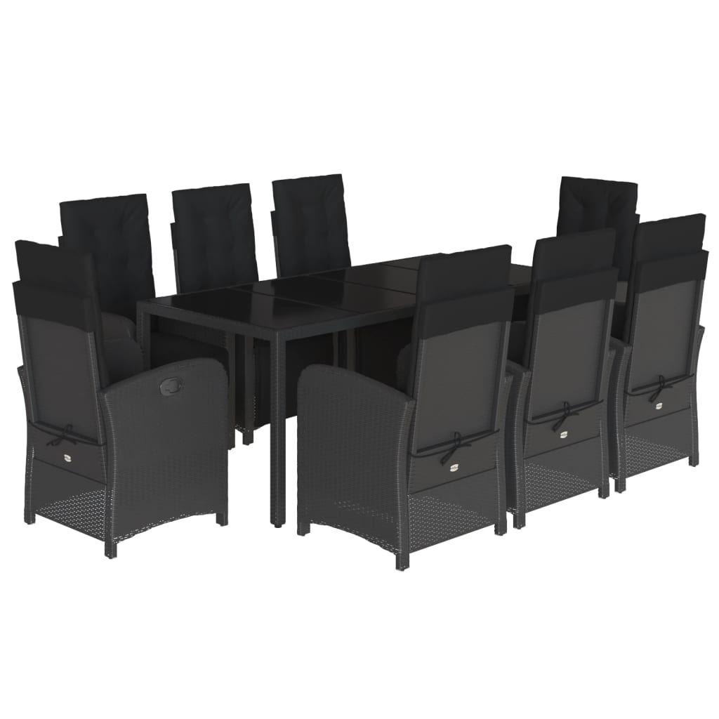 9-Delige Tuinset Poly Rattan Zwart