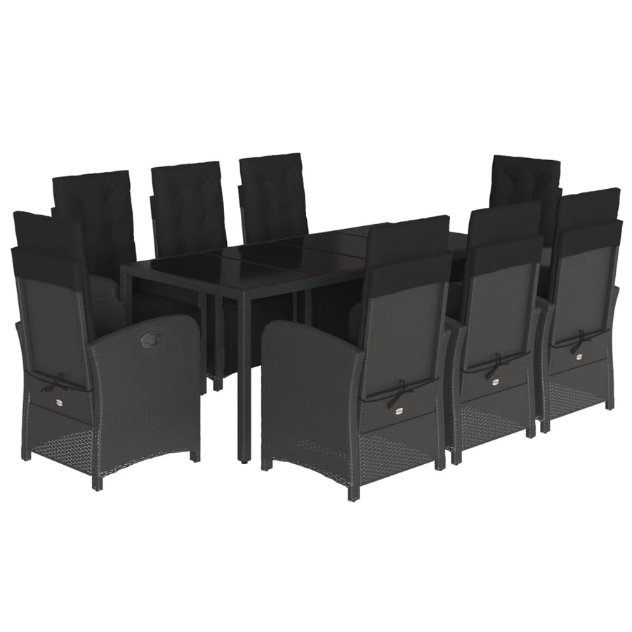 9-Delige Tuinset Poly Rattan Zwart