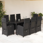 Tuinset 9-delig poly rattan zwart