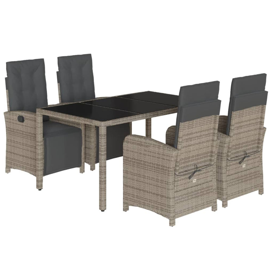 5-Delige Tuinset Met Kussens Poly Rattan Grijs