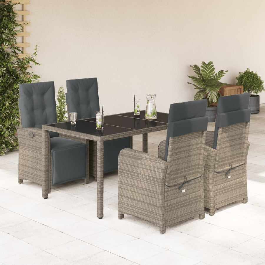5-Delige Tuinset Met Kussens Poly Rattan Grijs