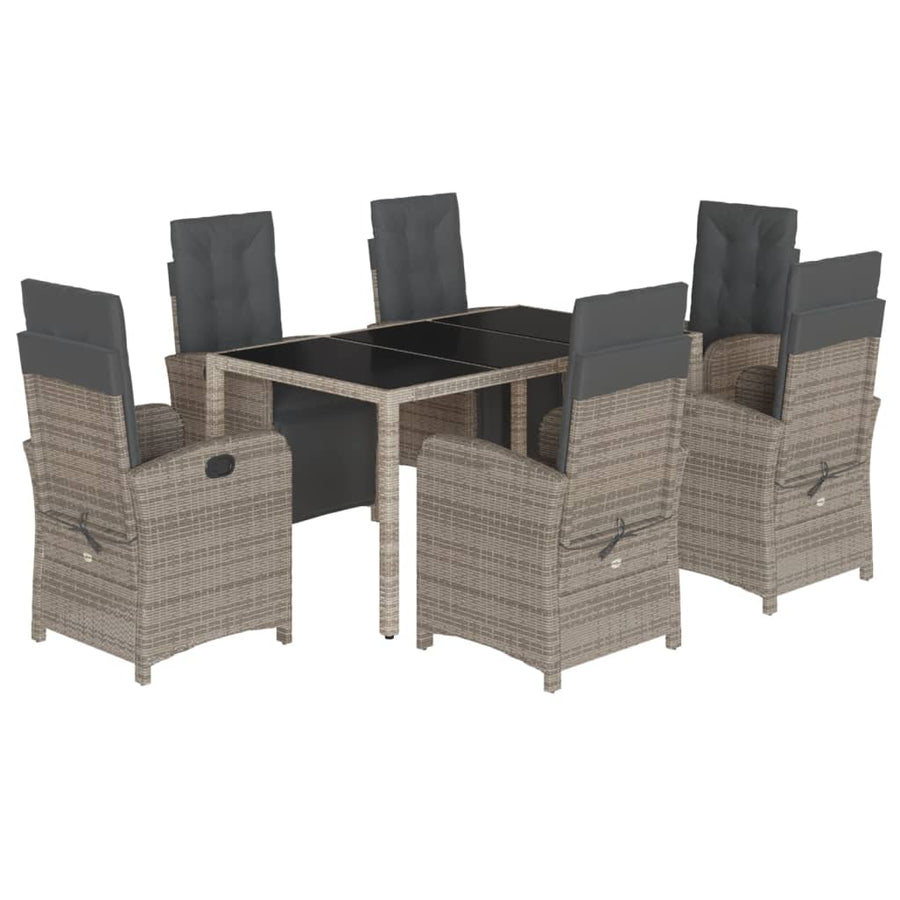 7-Delige Tuinset Met Kussens Poly Rattan Grijs