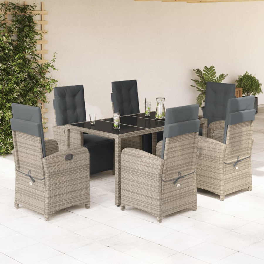 7-Delige Tuinset Met Kussens Poly Rattan Grijs
