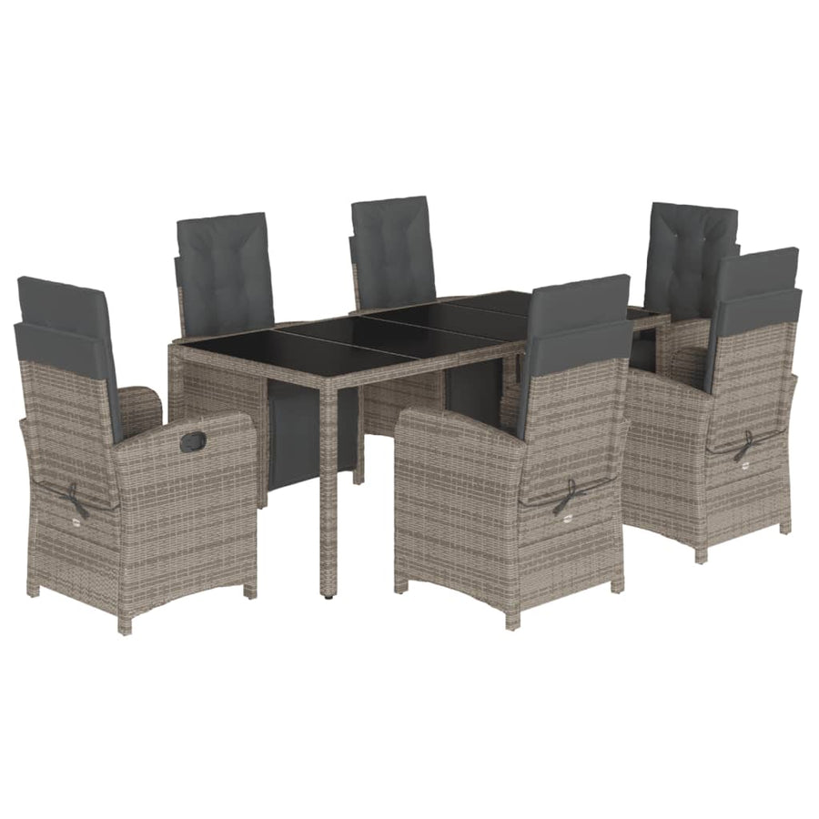 7-Delige Tuinset Met Kussens Poly Rattan Grijs