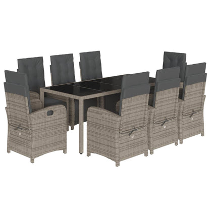 -Delige Tuinset Met Kussens Poly Rattan Grijs 190 cm tafellengte 9