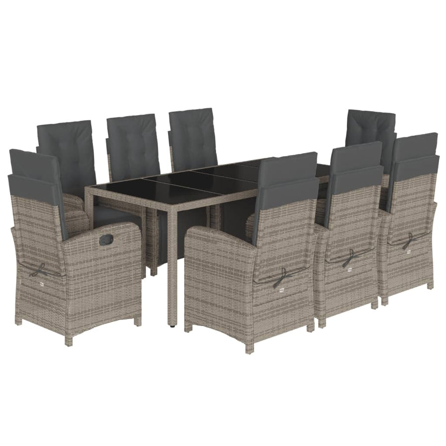 -Delige Tuinset Met Kussens Poly Rattan Grijs 190 cm tafellengte 9