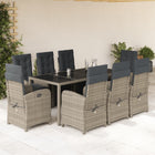Tuinset poly rattan grijs 9-delig