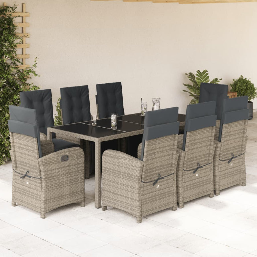 -Delige Tuinset Met Kussens Poly Rattan Grijs 190 cm tafellengte 9