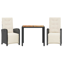 3-Delige Bistroset Met Kussens Poly Rattan Zwart