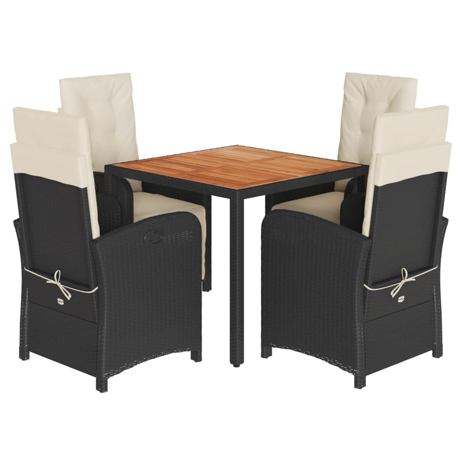 5-Delige Tuinset Met Kussens Poly Rattan Zwart