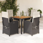 Tuinset 5-delig poly rattan zwart met kussens