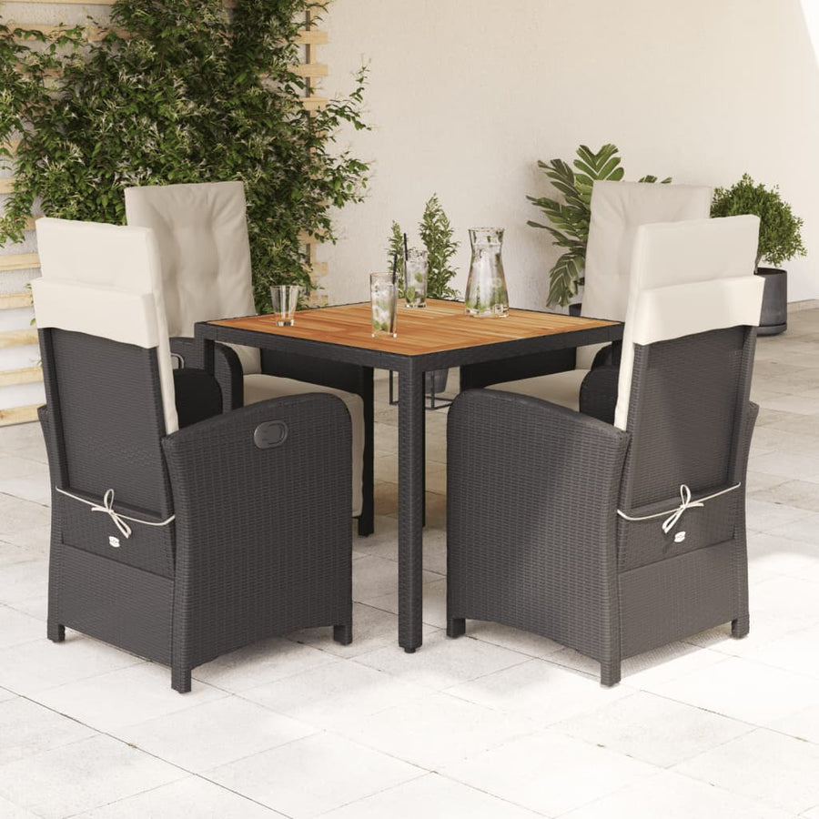 5-Delige Tuinset Met Kussens Poly Rattan Zwart