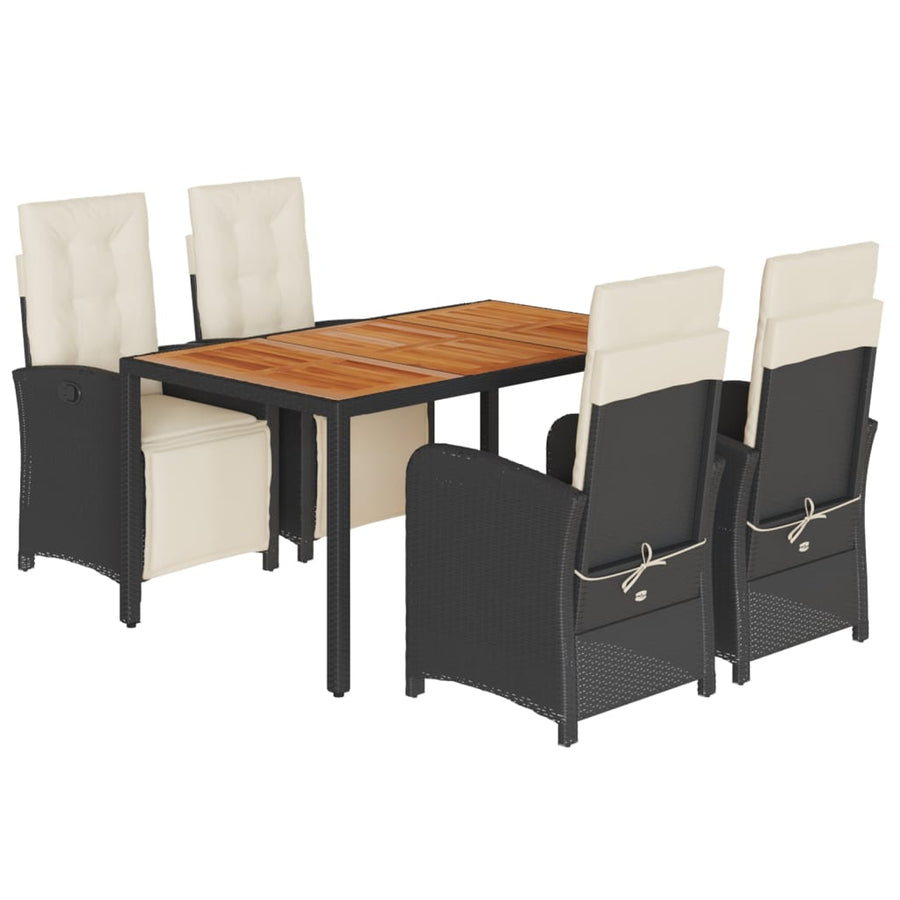 5-Delige Tuinset Met Kussens Poly Rattan Zwart