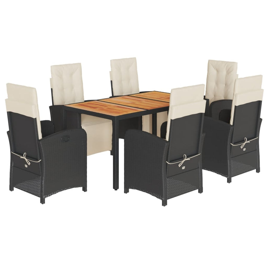 7-Delige Tuinset Met Kussens Poly Rattan Zwart