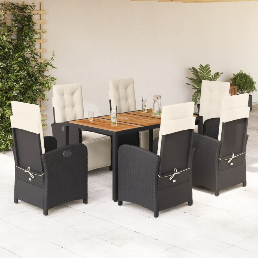 7-Delige Tuinset Met Kussens Poly Rattan Zwart
