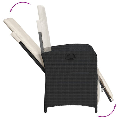 7-Delige Tuinset Met Kussens Poly Rattan 6 190 cm tafellengte Zwart en crème