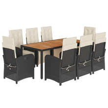 9-Delige Tuinset Poly Rattan 8 190 cm tafellengte Zwart en crème