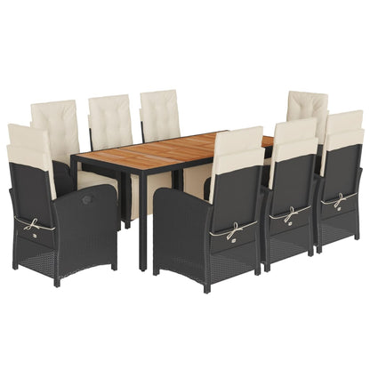 9-Delige Tuinset Poly Rattan 8 190 cm tafellengte Zwart en crème